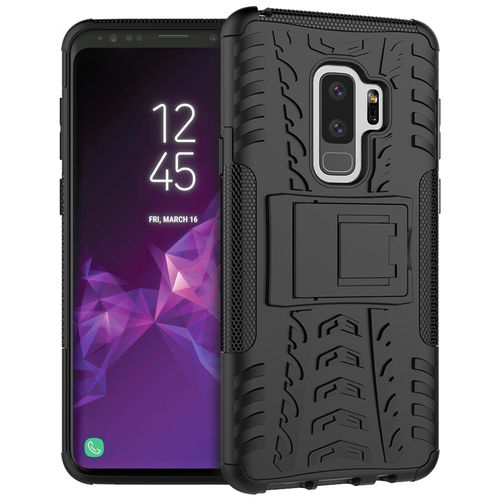 Dual Layer Rugged Tough Case & Stand for Samsung Galaxy S9+ (Black)